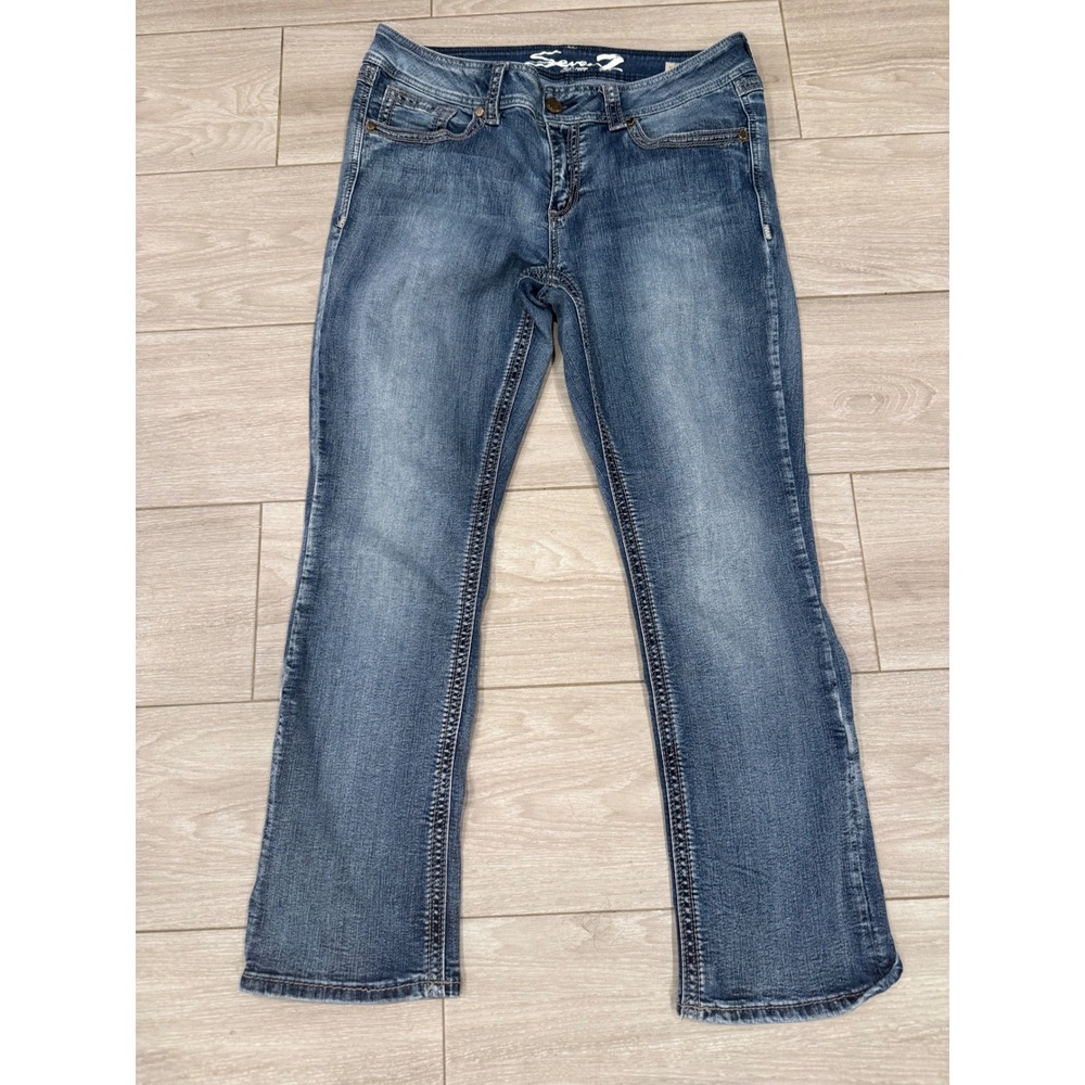 Y2K Slim Straight Leg Jeans Medium Wash Rhinestone Pocket Y2K Size 14